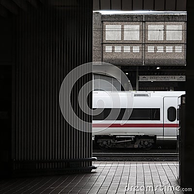 Docked german train at the railway station Editorial Stock Photo