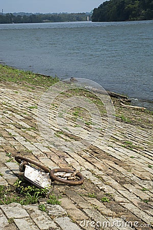 Docking chain on the levee Stock Photo