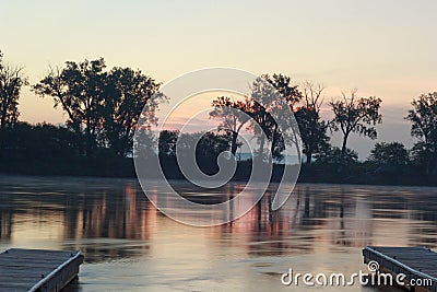 Docks on the Missouri River Stock Photo