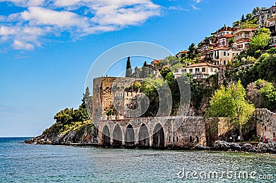 Dockyard and arsenal in Alanya, Turkey Stock Photo