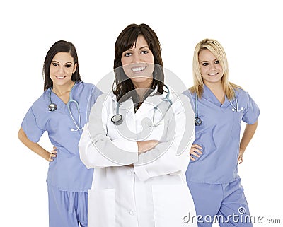 Group of confident doctors and nurses with their arms crossed displaying some attitude Stock Photo