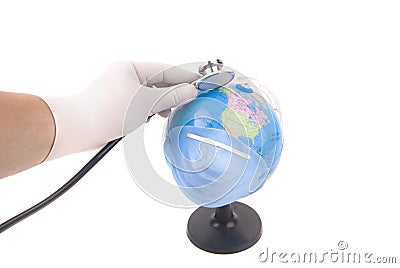 Doctor analize the world with stethoscope for swin Stock Photo
