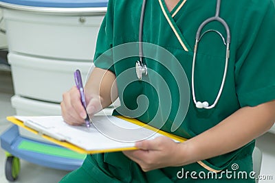Doctor anesthesia Record vital sign Stock Photo