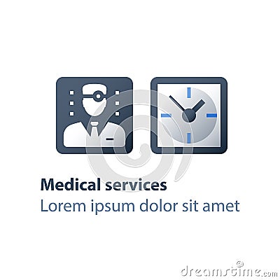 Annual health check up, doctor appointment time, regular medical exam, healthcare services, physician or general practitioner Vector Illustration