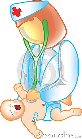 Doctor and baby icon Vector Illustration