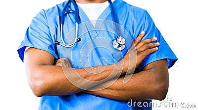 Doctor in Blue Scrubs Stock Photo