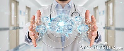 Doctor creating artificial intelligence interface 3D rendering Stock Photo