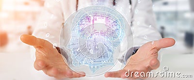 Doctor creating artificial intelligence interface 3D rendering Stock Photo