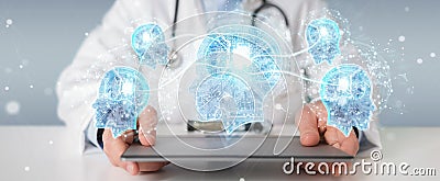 Doctor creating artificial intelligence interface 3D rendering Stock Photo