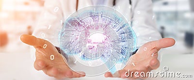 Doctor creating artificial intelligence interface 3D rendering Stock Photo