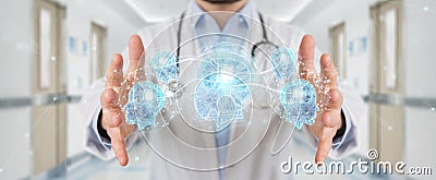 Doctor creating artificial intelligence interface 3D rendering Stock Photo
