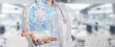 Doctor creating artificial intelligence interface 3D rendering Stock Photo