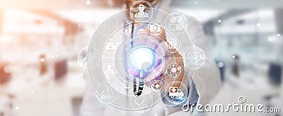 Doctor using digital medical futuristic interface 3D rendering Stock Photo