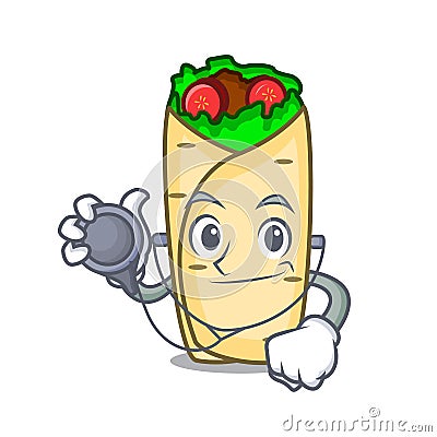 Doctor burrito character cartoon style Vector Illustration