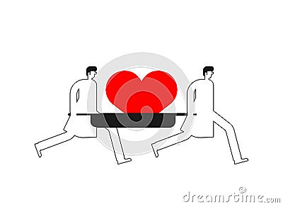 Doctor carry heart on stretcher. vector illustration Vector Illustration