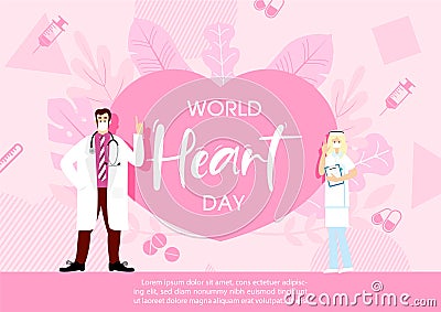 Poster and postcard`s `World Heart Day` campaign in vector design Vector Illustration
