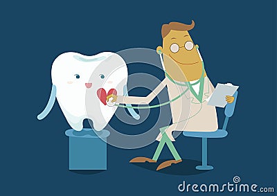 The doctor check checkup tooth Vector Illustration