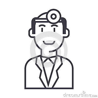 Doctor checkup vector line icon, sign, illustration on background, editable strokes Vector Illustration