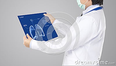 Doctor checkup x-ray monitor of lung function Stock Photo