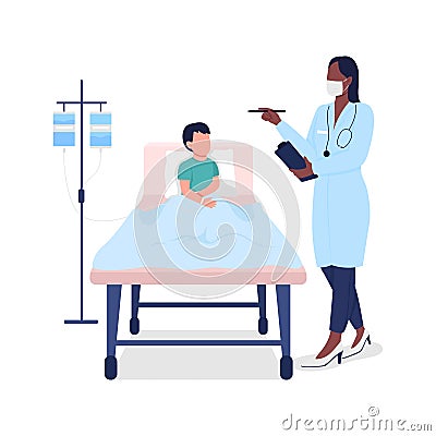 Doctor with child patient flat color vector faceless character Vector Illustration