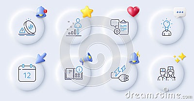 Doctor, Clipboard and Inflation line icons. For web app, printing. Vector Vector Illustration