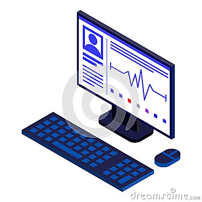 Doctor computer icon, isometric style Vector Illustration