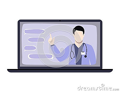 doctor conducts online consultation, telemedicine illustration. chat with a doctor Vector Illustration