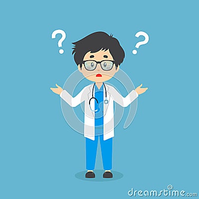 Doctor Confused with Question Mark Vector Illustration