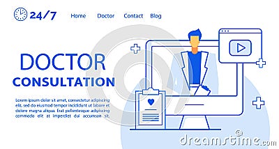 Doctor consultation online service landing page concept Vector Illustration