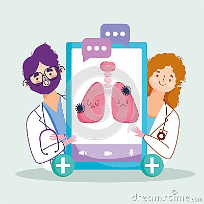 doctor consults online Vector Illustration