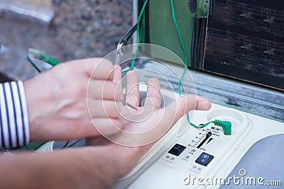 Doctor controlling the energy meridians Stock Photo