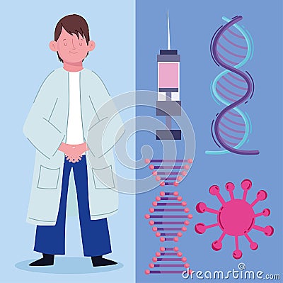 doctor covid disease Vector Illustration