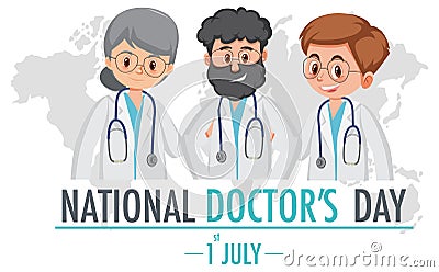 Doctor on doctor day in July logo Vector Illustration
