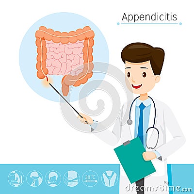 Doctor Describes About Cause To Appendicitis Vector Illustration
