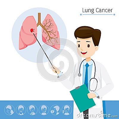 Doctor Describes About Cause To Lung Cancer Vector Illustration