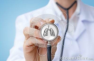 Doctor diagnoses lung . Stock Photo