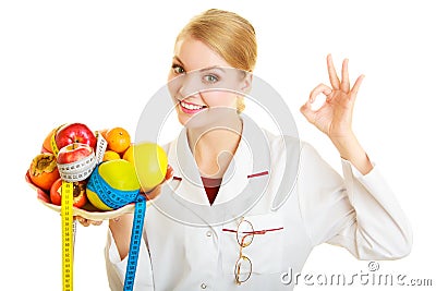 Doctor dietitian recommending healthy food. Diet. Stock Photo