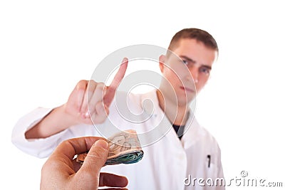 Doctor does not accept bribe Stock Photo