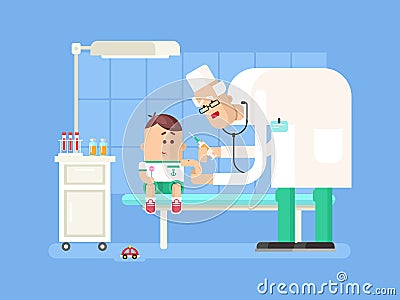 Doctor doing child vaccination Vector Illustration