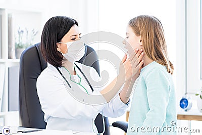 Doctor doing palpation of lymph nodes Stock Photo