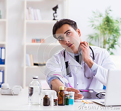 Doctor drug addict in the hospital Stock Photo