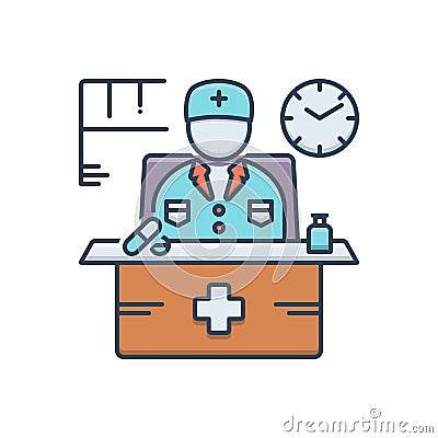 Color illustration icon for Doctor on duty, duty and doctor Cartoon Illustration