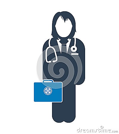 Doctor on duty Icon. Vector Illustration