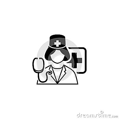 Doctor on Duty Icon. Flat Design Stock Photo