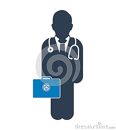 Doctor on duty Icon. Vector Illustration