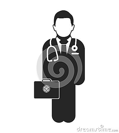 Doctor on duty Icon. Vector Illustration