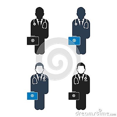 Doctor on Duty Icon set. Vector Illustration