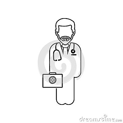 Doctor on duty line icon. Vector Illustration