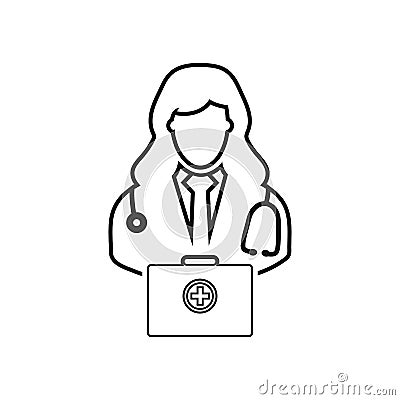 Doctor on duty line icon. Vector Illustration