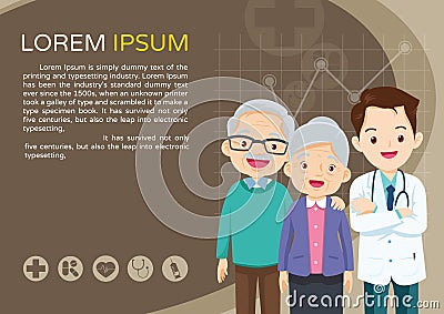Doctor for Elderly patients Banner,layout template,cover,ad.,poster Vector Illustration